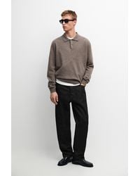 MASSIMO DUTTI - Wool Blend Knit Polo Sweater - Lyst