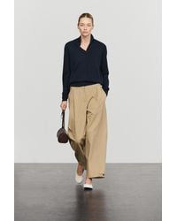 MASSIMO DUTTI - 100% Cotton Barrel Pants With Hem Detail - Lyst