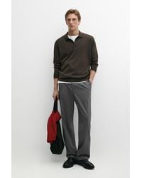 MASSIMO DUTTI - 100% Merino Wool Knit Polo Sweater - Lyst