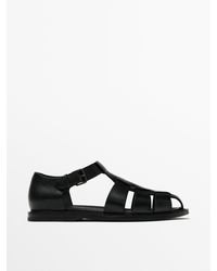 MASSIMO DUTTI - Leather Cage Sandals - Lyst