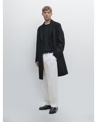 MASSIMO DUTTI - Manteau Long À Revers En Laine Mélangée - Lyst