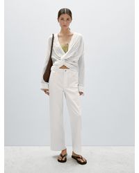 MASSIMO DUTTI - Pantalón Straight Cropped Fit Mezcla Algodón - Lyst
