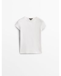 MASSIMO DUTTI Cotton T-shirt With Sequins Slogan - Lyst