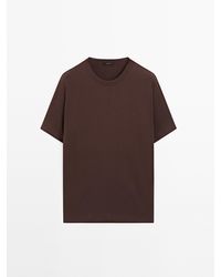MASSIMO DUTTI - T-Shirt Met Korte Mouw Van Katoenmix - Lyst