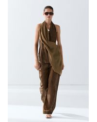 MASSIMO DUTTI - Flowing Striped Pants With Hem Button Detail - Lyst