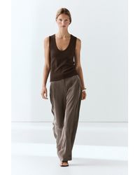 MASSIMO DUTTI - Cotton Blend V-Neck Top - Lyst