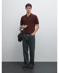 MASSIMO DUTTI - Polo En Maille À Col En V - Lyst