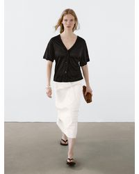 MASSIMO DUTTI - Cardigan A Maniche Corte 100% Lino - Lyst