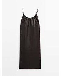 MASSIMO DUTTI - Strappy Nappa Leather Dress With Gathered Detail - Lyst
