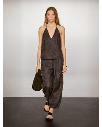 MASSIMO DUTTI - Top Aus Leinenmischgewebe Mit Stickerei - Lyst
