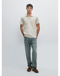 MASSIMO DUTTI - Short Sleeve Polo Shirt With Contrast Seam Detail - Lyst