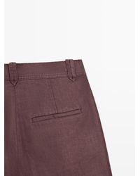MASSIMO DUTTI - 100% Linen Short Bermuda Shorts With Pleats - Lyst