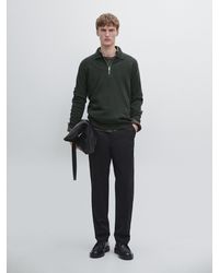 MASSIMO DUTTI - Knit Wool Blend Polo Sweater With Zip - Lyst