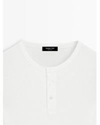MASSIMO DUTTI - Long Sleeve T-Shirt With Collar Detail - Lyst
