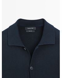 MASSIMO DUTTI - 100% Cotton Polo Neck Knit Cardigan - Lyst