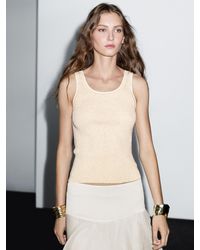 MASSIMO DUTTI - Top A Costine Con Dettaglio A Contrasto 100% Cotone - Lyst