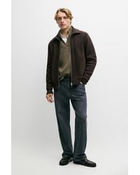 MASSIMO DUTTI - Mixed Fabric Suede Jacket - Lyst