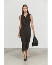 MASSIMO DUTTI - Vestido Midi Fluido Detalle Drapeado - Lyst