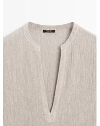 MASSIMO DUTTI - Vestido Kaftan Gofrado Mezcla Lino - Lyst