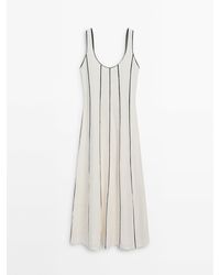 MASSIMO DUTTI - Linen Blend Two-Tone Strappy Dress - Lyst