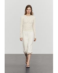 MASSIMO DUTTI - Long Sleeve Lace Detail T-Shirt - Lyst