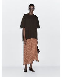 MASSIMO DUTTI - Falda Larga Fluida Detalle Cuadros - Lyst