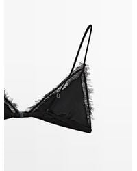 MASSIMO DUTTI - Silk Blend Top With Lace Detail - Lyst