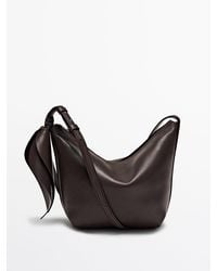 MASSIMO DUTTI - Nappaleren Schoudertas Met Bloem - Lyst
