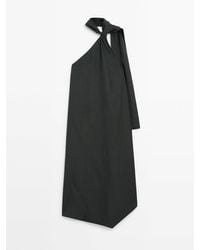 MASSIMO DUTTI - Dress With Neck Tie Detail - Lyst