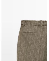 MASSIMO DUTTI - Striped Linen Trousers - Lyst