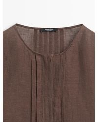 MASSIMO DUTTI - Flowing Oversize Linen Blouse With Ruffles - Lyst