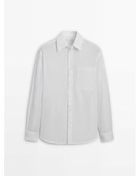 MASSIMO DUTTI - Regular Fit Poplin Shirt With Pocket - Lyst