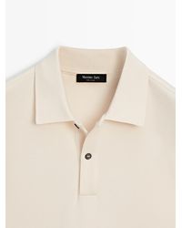 MASSIMO DUTTI - Long-Sleeved Polo Shirt With Ribbed Detail - Lyst
