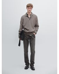 MASSIMO DUTTI - Wool Blend Knit Polo Sweater - Lyst