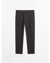 MASSIMO DUTTI - Relax Fit Linnen Denim Broek - Lyst