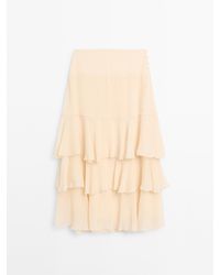 MASSIMO DUTTI - Lange Rok Met Volant En Heupstuk - Lyst