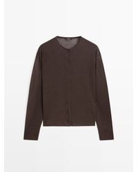 MASSIMO DUTTI - Linen Blend Cardigan With Button Detail - Lyst