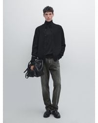 MASSIMO DUTTI - Knit Wool Blend Cardigan With High Neck - Lyst