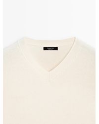 MASSIMO DUTTI - Wool Blend Knit V-Neck Sweater - Lyst