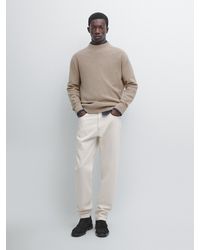 MASSIMO DUTTI - Pull À Col Montant En Maille De Coton Mélangé - Lyst