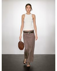 MASSIMO DUTTI - Falda Larga Punto Mezcla Lino - Lyst