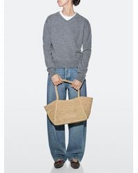 MASSIMO DUTTI - 100% Raffia Mid-Sized Tote Bag - Lyst