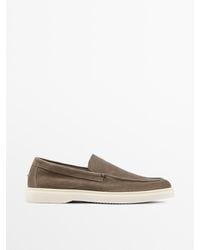 MASSIMO DUTTI - Split Leather Loafers With Moc Toe - Lyst