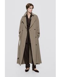 MASSIMO DUTTI - Fluid Long Wool Blend Trench Coat - Lyst