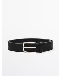 MASSIMO DUTTI - Nappa Leather Belt With Rectangular Buckle - Lyst