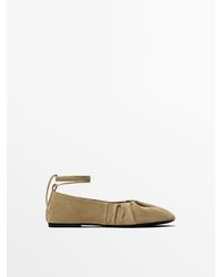 MASSIMO DUTTI - Lace-Up Ballet Flats With Gathering - Lyst