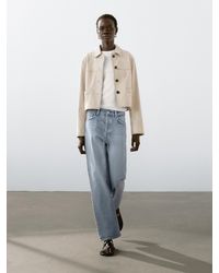 MASSIMO DUTTI - Short Suede Leather Jacket With Topstitching - Lyst