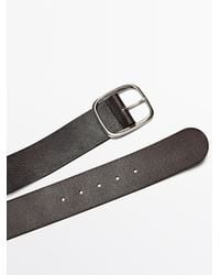 MASSIMO DUTTI - Nappa Leather Belt With Rectangular Buckle - Lyst