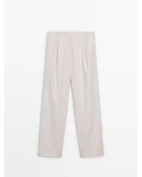MASSIMO DUTTI - Darted Linen Blend Trousers - Lyst