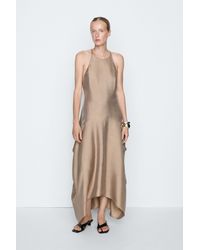 MASSIMO DUTTI - Satin Halter Flowing Dress - Lyst